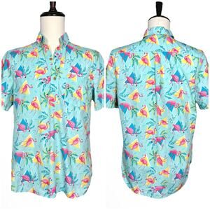 Chubbies Tropical Print Polo Shirt - Blue and Pink